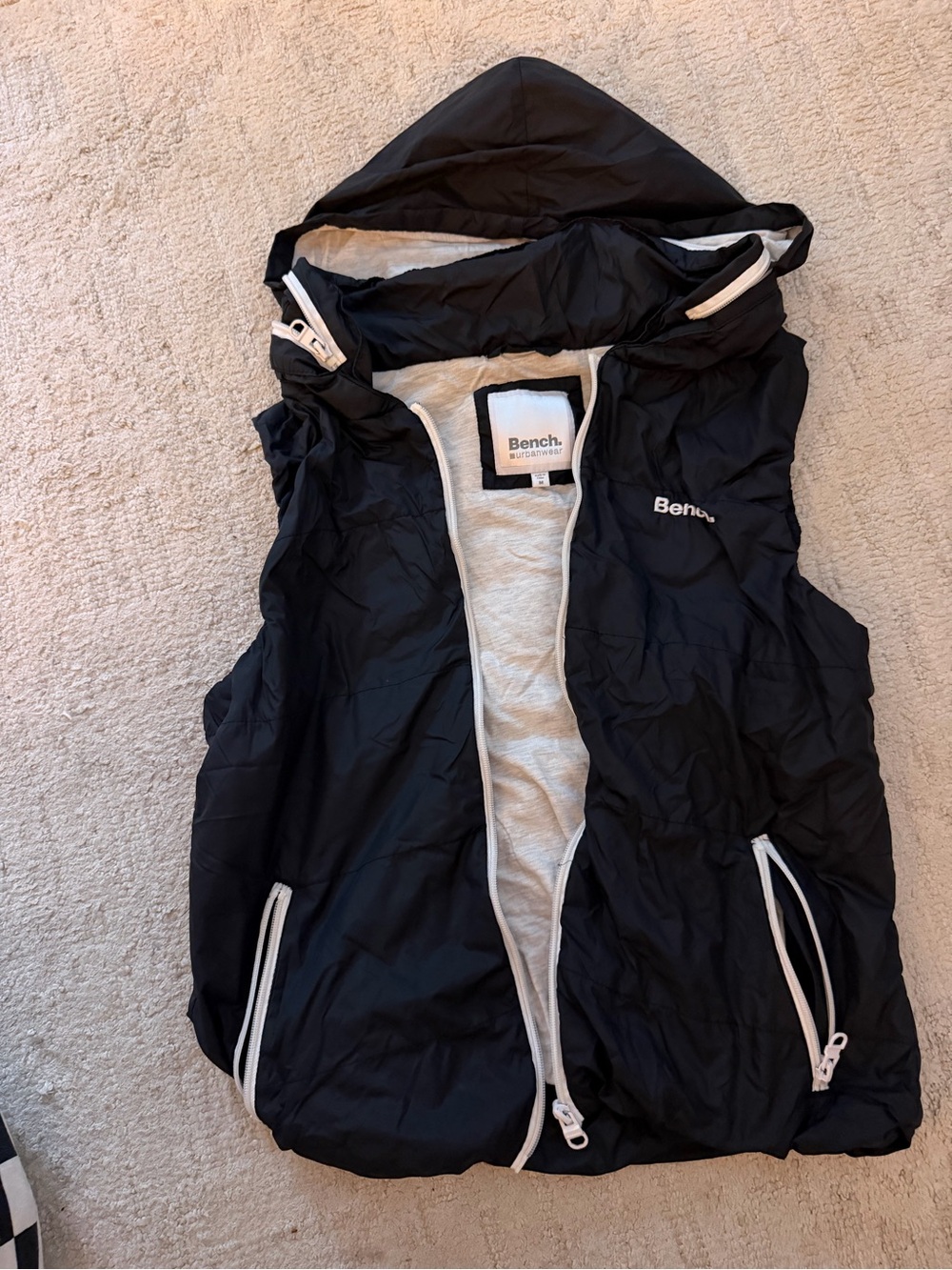 Bench Black Hooded Puffer Vest